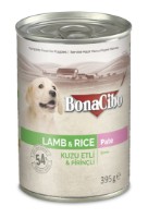 Hrană umedă pentru câini BonaCibo Lamb & Rice 395g