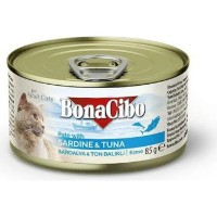 Hrană umedă pentru pisici BonaCibo Sardine & Tuna 85g 12pcs