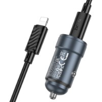 Încărcător auto Hoco Z57 Glorious PD30W Type-C to Lightning Metal Gray