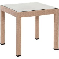 Masă Moda Life Rattan Lux With Glass 80x80cm Cappucino