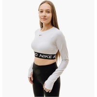Bustieră Nike Pro Dri-Fit Cropped Long-Sleeve Top White/Black, s.M imaginea #2 — magazin online Desire.md