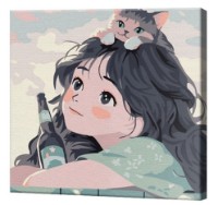 Tablou pe numere Art Gallery Premium Girl With A Kitten (BX3487)