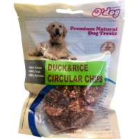 Snackuri pentru câini O'dog Duck & Rice Circular Chips 100g