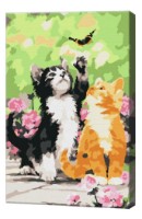 Tablou pe numere Art Gallery Premium Kittens And Butterfly (CX4422)