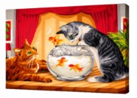 Картина по номерам Art Gallery Premium Kittens Play With Fish (CX4904)