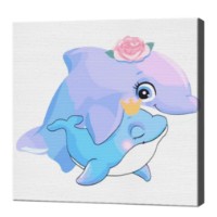 Tablou pe numere Art Gallery Premium Mother Dolphin With Baby (BX2939)