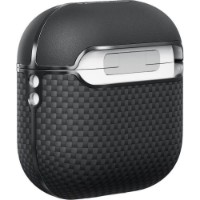 Husă pentru căști Pitaka Aramid Fiber Magnetic Case for AirPods 4 Black/Gray (APM2404) imaginea #2 — magazin online Desire.md