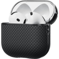 Husă pentru căști Pitaka Aramid Fiber Magnetic Case for AirPods 4 Black/Gray (APM2404) imaginea #5 — magazin online Desire.md