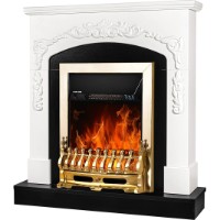 Șemineu electric Art Flame Casanova & Galileo Gold White