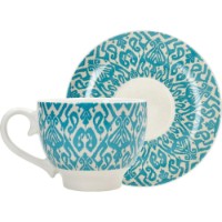 Cană Ceașcă Set căni Set cești Andrea Fontebasso 1760 Ikat 480ml с блюдцeм бирюза (57023)