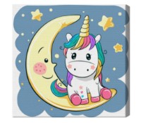 Картина по номерам Art Gallery Premium Unicorn On The Moon (BX2868)