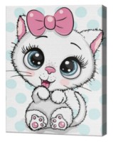 Tablou pe numere Art Gallery Premium White Cat With A Bow (CX4940)