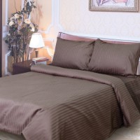 Lenjerie de pat Ярослав 06 Satin Stripe Dark Brown 200x220cm