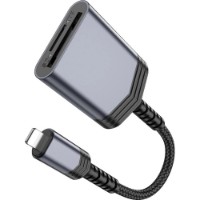 Cititor de carduri Hoco UA25 Lightning Metal Gray imaginea #2 — magazin online Desire.md