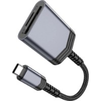 Cititor de carduri Hoco UA25 Type-C Metal Gray imaginea #2 — magazin online Desire.md