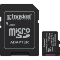Карта памяти Kingston microSD 128Gb Class10 A1 UHS-I U1 V10 + SD adapter (SDCS3/128GB)