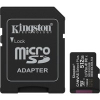 Карта памяти Kingston microSD 512Gb Class10 A1 UHS-I U1 V10 + SD adapter (SDCS3/512GB)