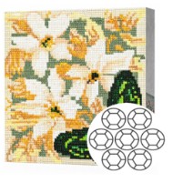 Алмазная мозаика Art Gallery Premium White Flowers And Green Butterfly (BJ851)