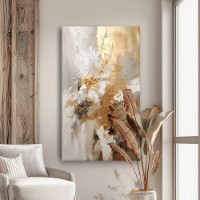 Pictură ArtShop Abstract Waves Golden, Beige & White 50x75cm (PA379-M-PL)