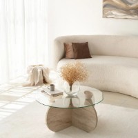 Журнальный столик Trendy Bubble Travertin 75x35x75cm GTR006158 фото №2 — интернет-магазин Desire.md