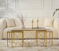 Журнальный столик Trendy Defne Travertin Gold 100x52x50cm фото №2 — интернет-магазин Desire.md