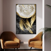 Pictură ArtShop Golden Feathers On A Gray Background 60x90cm (PA350-LL)