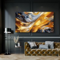 Pictură ArtShop Gold And Silver Liquid Colors 90x45cm (PA314-P-L)