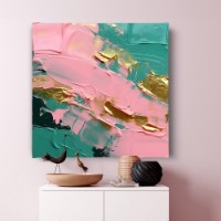 Pictură ArtShop Green & Pink Abstraction 80x80cm (PA326-M-PL)