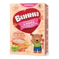 Terci cu lapte pentru copii Винни 4 Cereals Strawberry Pieces&Apple 8+ 200g