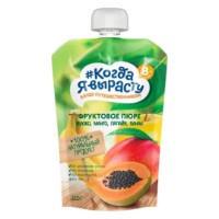 Piure pentru copii Когда Я Вырасту mere/mango/papaya/banane 220g 8m+