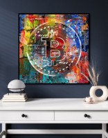 Картина ArtShop Bitcoin On Multicolored Background 100x100cm (PA336-LL)
