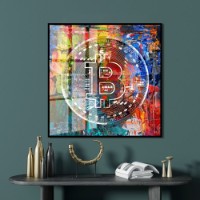 Pictură ArtShop Bitcoin On Multicolored Background 60x60cm (PA336-L)