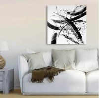 Pictură ArtShop Black Stains On A White Background 80x80cm (PA16-M-PL)