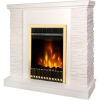 Șemineu electric Art Flame Rock Ivory & Gala Gold White