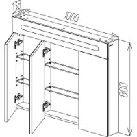 Шкаф с зеркалом Bayro Portis 1000x800 Led (124453) фото №3 — интернет-магазин Desire.md