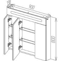 Шкаф с зеркалом Bayro Portis 900x800 Led (124458) фото №3 — интернет-магазин Desire.md