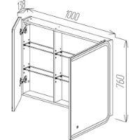Dulap cu oglindă Bayro Sonata 1000x760 Led Touch (123131) imaginea #4 — magazin online Desire.md