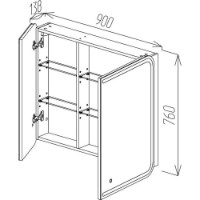 Dulap cu oglindă Bayro Sonata 900x760 Led Touch (123141) imaginea #4 — magazin online Desire.md