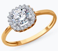 Кольцо из золота с фианитами Sokolov 019190 s.17,5 1,53g