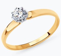 Кольцо из золота с фианитом Sokolov 018493 s.17,5 1,05g