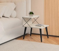 Noptieră Trendy Cross Travertin Black 50x55x40cm