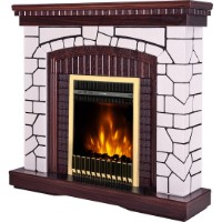Șemineu electric Art Flame Natali & Gala Gold White/Dark Walnut