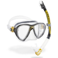Masca si tub pentru înot Cressi Big Eyes Evolution + Alpha Ud Combo Clear/Yellow (DS337010)