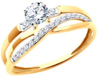 Inel din aur cu zirconii Diamant 51-110-02871-1 s.18,5 1,82g imaginea #1 — magazin online Desire.md