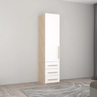 Dulap Mobildor-Lux Smart-Home 0.45x0.56x2.0H m cu polițe și sertare Sonoma/Alb