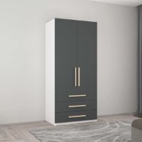 Dulap Mobildor-Lux Smart-Home 0.80x0.56x2.0H m cu polițe și sertare Alb/Anthracite