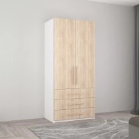 Dulap Mobildor-Lux Smart-Home 0.90x0.56x2.0H m cu polițe și sertare Alb/Sonoma