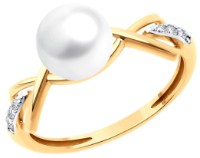 Inel din aur cu perle si zirconii Diamant 51-310-02356-1 s.18 1,75gr