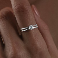 Inel din aur alb cu zircon Diamant 52-110-01726-1 s.16,5 1,48g imaginea #3 — magazin online Desire.md