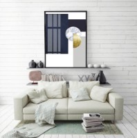 Pictură ArtShop Abstract Wall In White & Blue Shades 35x70cm (PA134-L)